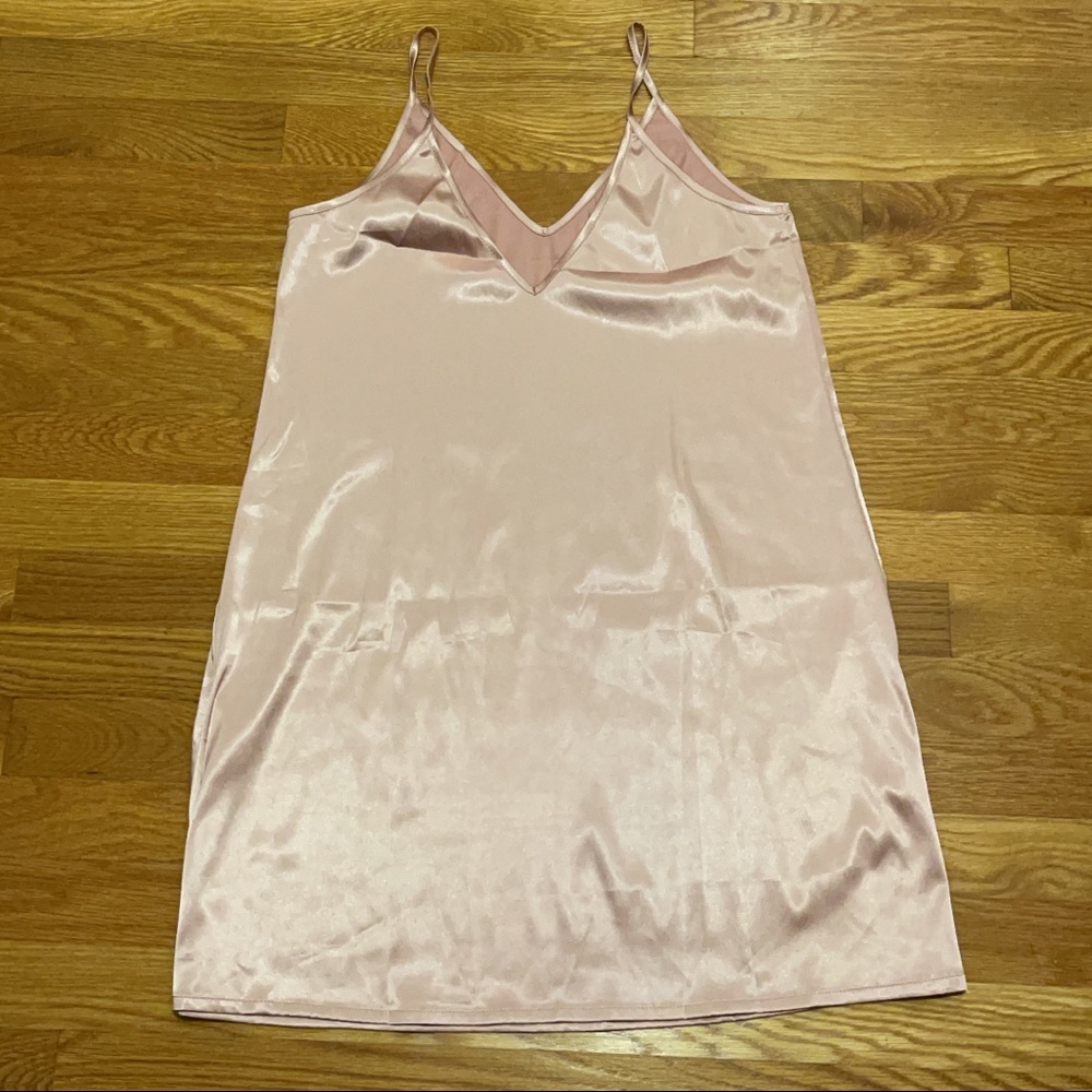 Pink satin slip dress
